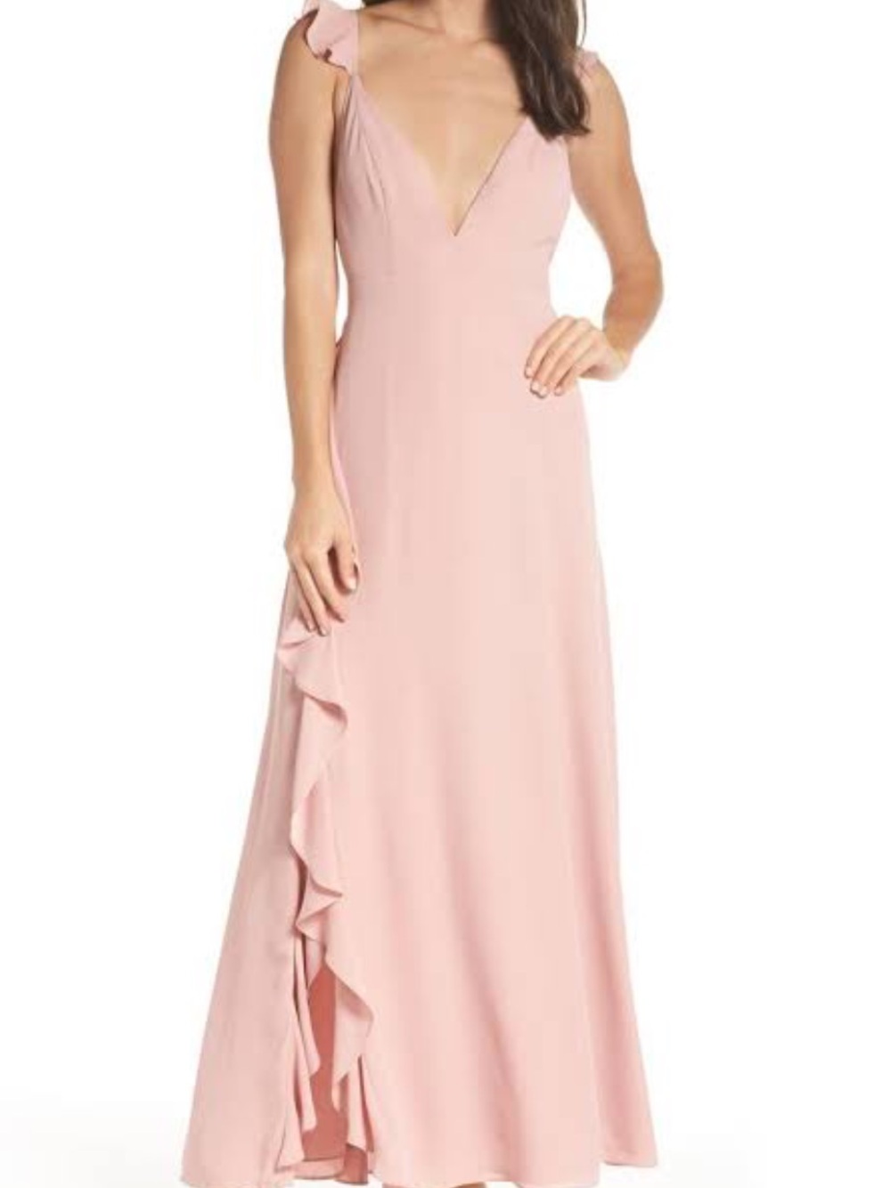 Fame and Partners the Amanda gown pink ruffle long dress size 6